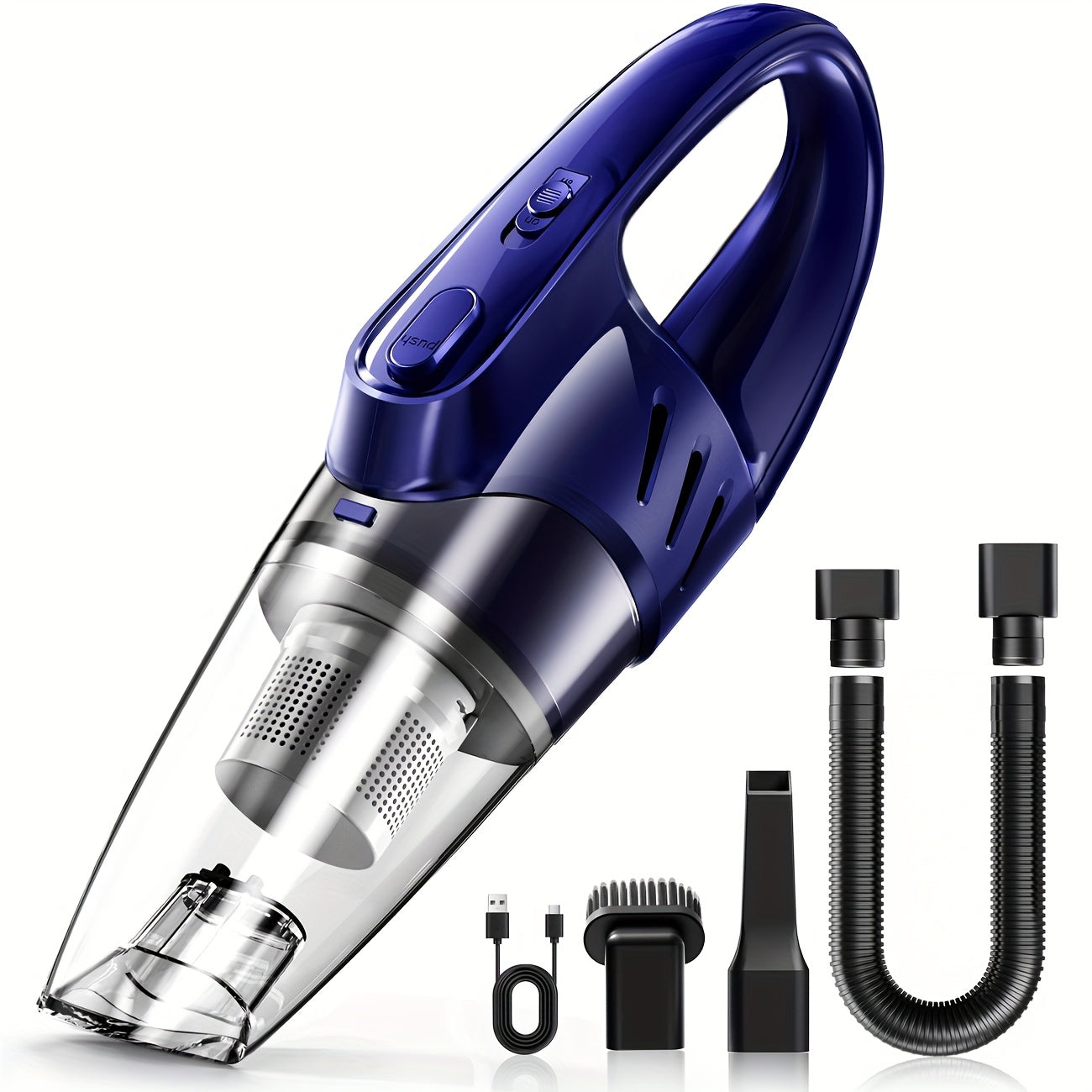 Handheld Car Vacuum Cleaner 6000PA 2000mAh Rechargeable 40dB Low Noise 5 Accessories for Car Home Pet Hair Pink