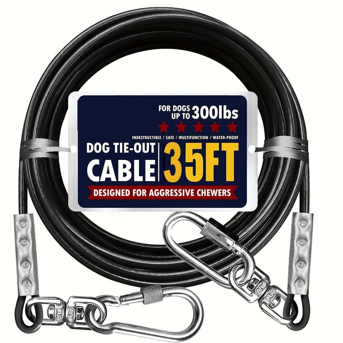 Heavy Duty Dog Tie-Out Cable for Large Dogs Up to 300 LBS Steel Wire Yard Runner Leash with Swivel Hooks - Outdoor Dog Run Cable for Yard in Blue Magenta Black S/M/L
