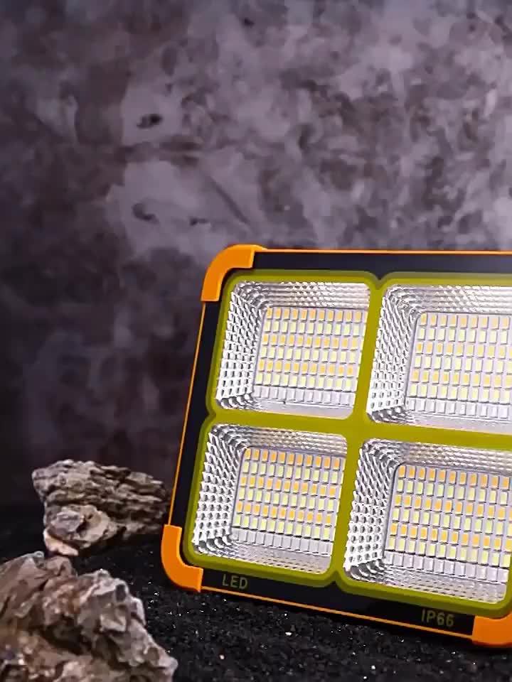 Solar LED Work Light 2000 Lumens with Magnetic Hook – Solar & USB Dual Charging, Adjustable Brightness Rechargeable Spotlight for Camping, Hiking & Outdoor Use – Available in 1, 2, 6 & 10 Pack
