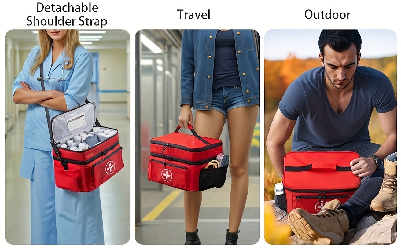 Medicine Storage Bag First Aid Kit Organizer - Household Medicine Organizing Box with Storage Rack Basket, Home & Travel Emergency Kit Bag, Perfect Holiday Gift