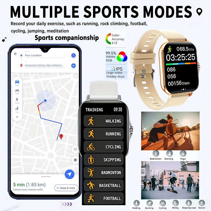 Smart Watch 1.83" Bluetooth Calling & Message Fitness Tracker – Multi-Sport Modes, Music Playback, Remote Camera, GPS Positioning, Compatible with Android & iPhone, Perfect Gift for Men & Women
