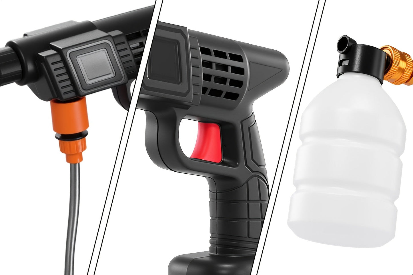 Cordless Pressure Washer 300W, Handheld Electric Car Wash Gun with 6-in-1 Nozzle, 1.3GPM High Pressure Washer with 15000mAh Battery, 60-Min Runtime for Car Wash, Home, Floor & Garden Cleaning