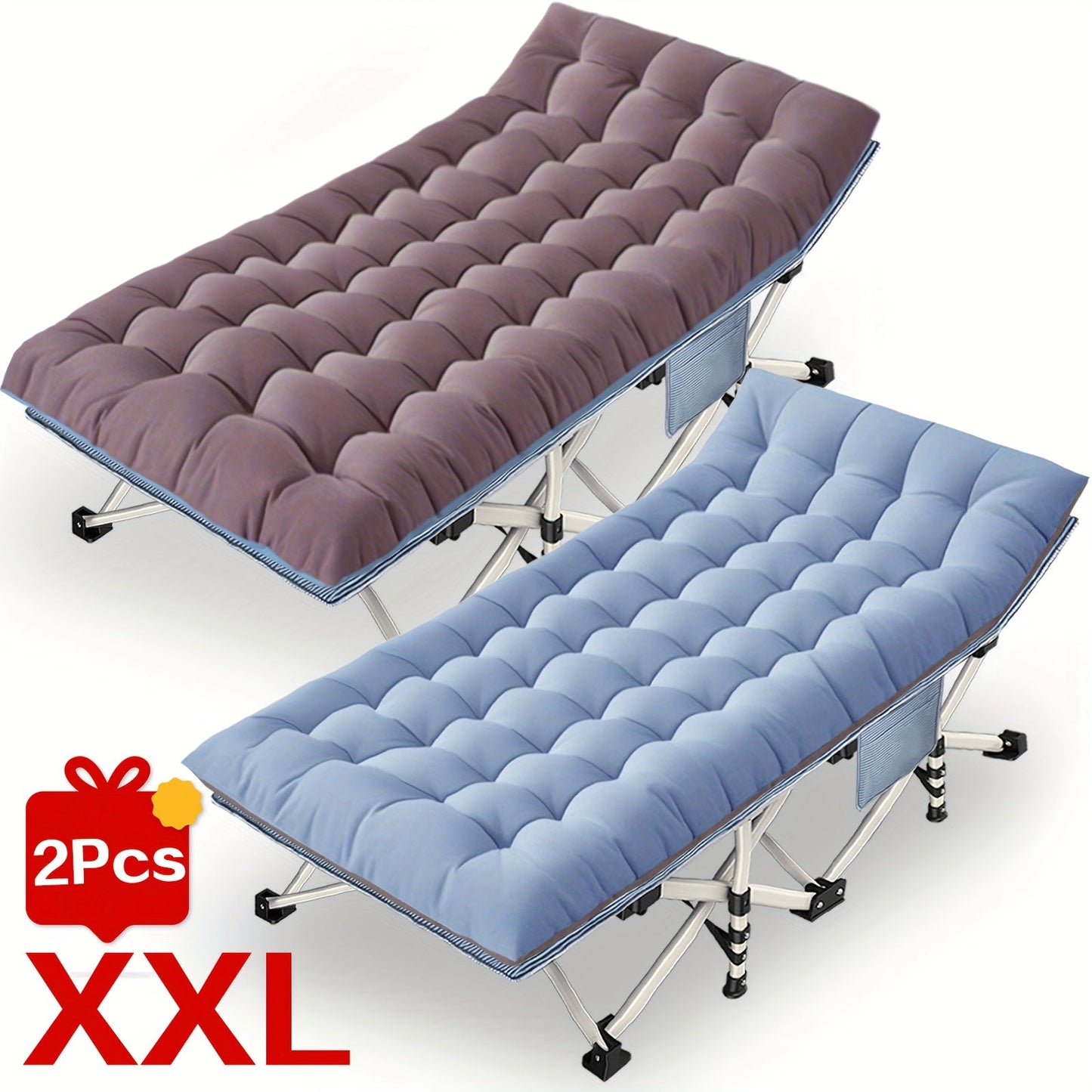 XXL Folding Camping Cot 79 x 32 Inch with Mattress & Carry Bag – Heavy-Duty Oversized Portable Sleeping Cot for Adults, Tall People, Guest Bed, Outdoor Camping, Travel & Emergency Use, Easy Setup
