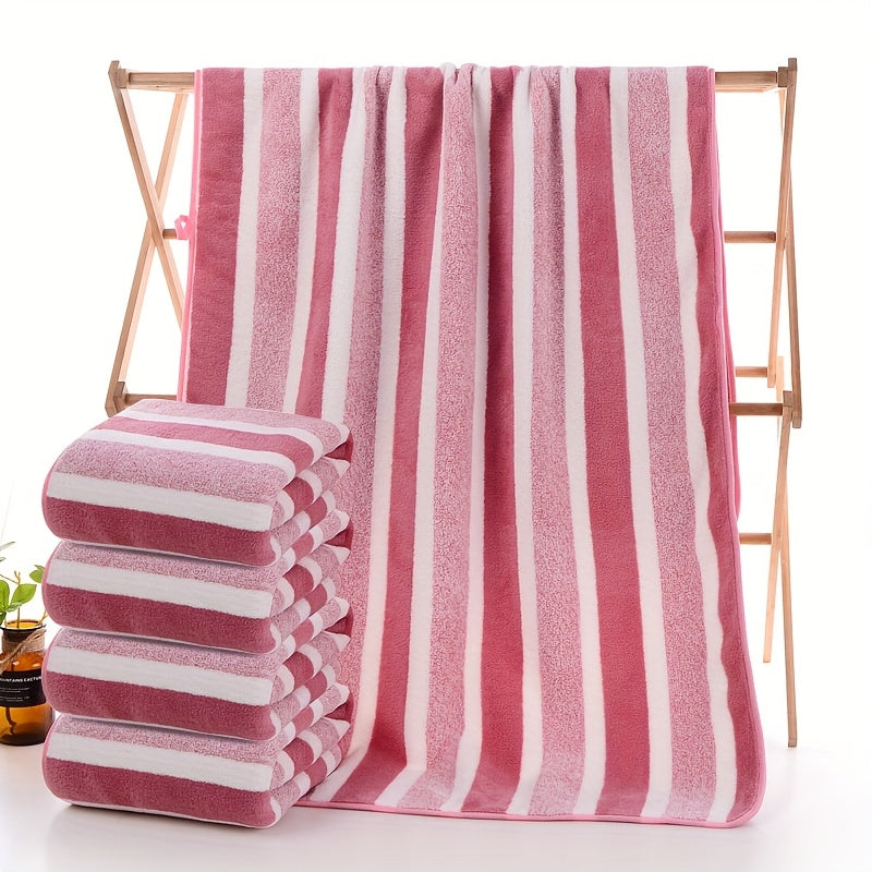 Striped Bath Towel Set Absorbent Quick-Dry Super Soft Skin-Friendly 27.6x55.1 Inch for Home Bathroom Beach – Available in 1 or 4 Pack Multiple Colors