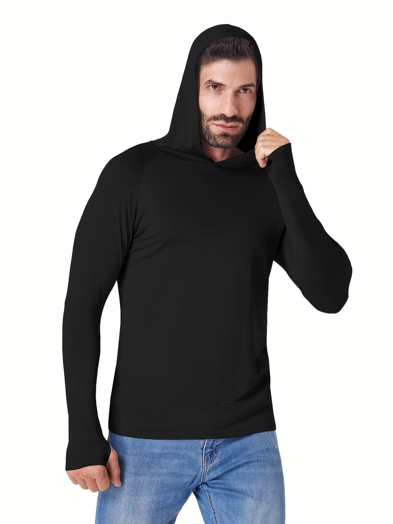 5 Pack Men's Long Sleeve Fishing Shirts with Hood – Lightweight Athletic Rash Guards, UPF Sun Protection Hoodies for Fishing, Hiking & Outdoor Sports, Sizes S-XXL, 3 Color Sets