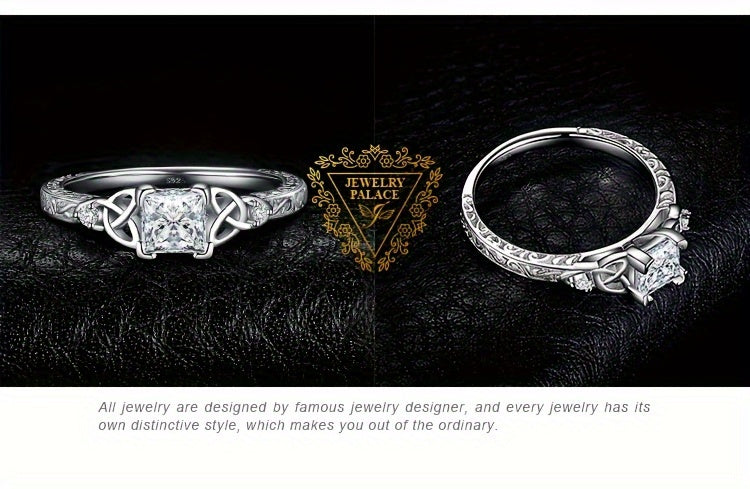 Princess Cut CZ Engagement Ring 925 Sterling Silver Platinum Plated – Cubic Zirconia Bridal Band Women Sizes 4-12, Silver Yellow Rose Gold, Wedding Promise Ring Gift Box