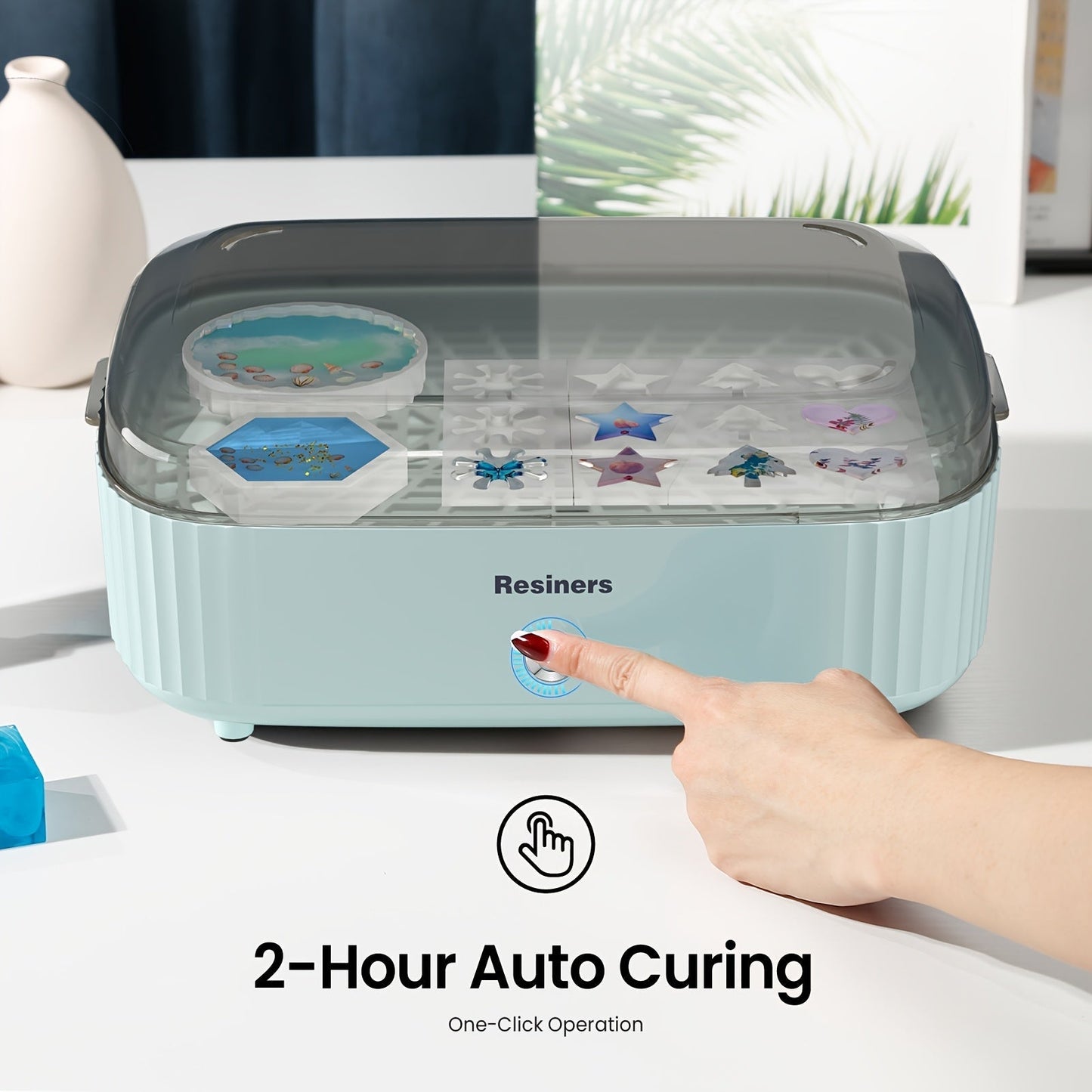 UV Resin Curing Machine with Large Tray & Auto 2-Hour Timer - Air Curing Station for Resin Art, Jewelry Casting & Crafts, Resin Dryer for Beginners & Artists, Mint Green