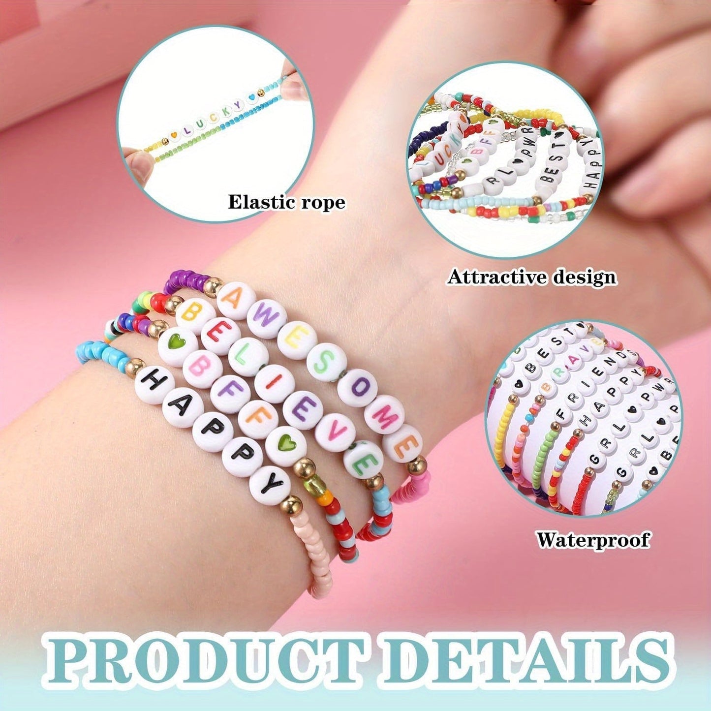 96 Pcs Y2K Beaded Friendship Bracelets Set – Colorful Stackable Bracelets for Women & Teen Girls, BFF Party Favors, Inspirational Gift, Trendy Jewelry Bulk Pack