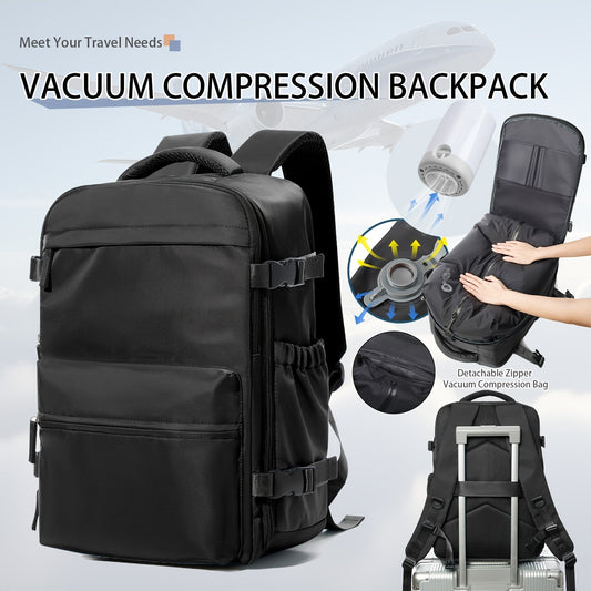 Vacuum Seal Travel Backpack with Air Pump – Expandable Large Capacity Compression Space Saver Laptop Carry-On Bag Oxford Cloth for Men Women Hiking Camping Travel