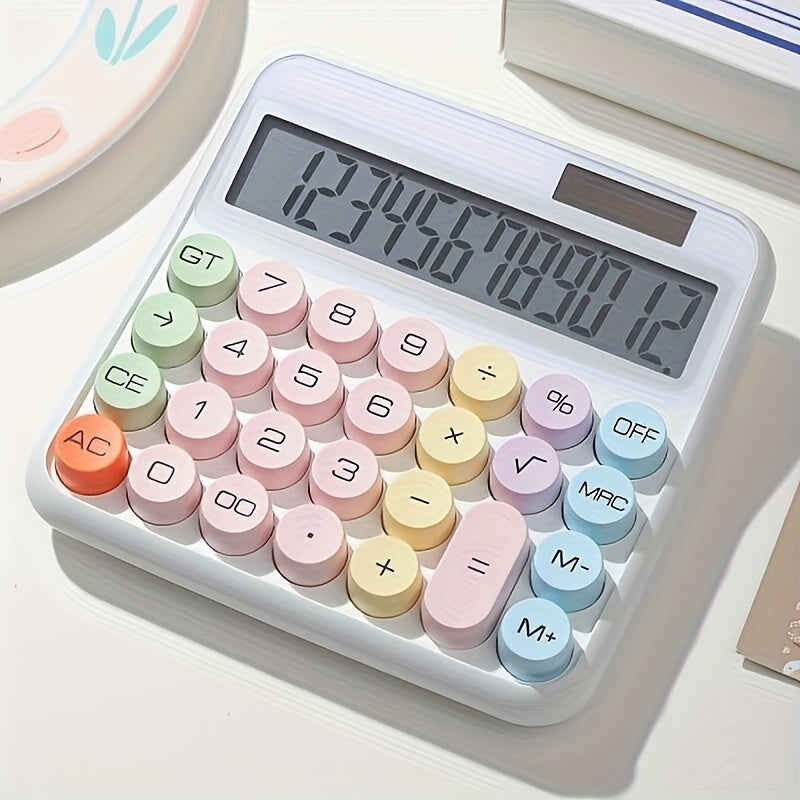 12-Digit Solar Desktop Calculator – Large Display, Big Buttons, High-Precision, No Battery Required, Portable Office & Student Calculator for Home, School & Business