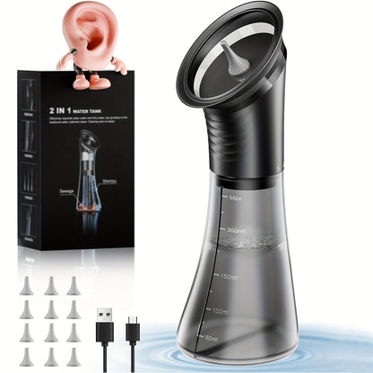 Electric Ear Wax Removal Kit 3-Speed Hydraulic Ear Cleaner with Wastewater Recovery System Safe Gentle Ear Irrigation Flushing for Adults Home Use E80 Black