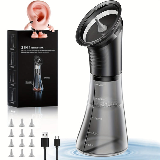 Electric Ear Wax Removal Kit 3-Speed Hydraulic Ear Cleaner with Wastewater Recovery System Safe Gentle Ear Irrigation Flushing for Adults Home Use E80 Black