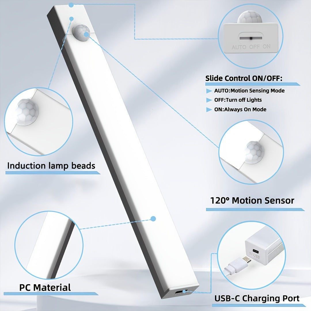Motion Sensor LED Cabinet Light USB Rechargeable – Smart Wireless Under Cabinet Lighting, 3-Speed Dimming, Night Light for Kitchen, Bedroom, Closet, Stairs, Hallway – 6 Pack or 3 Pack