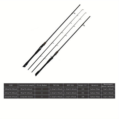 Carbon Fiber Fishing Rod Casting & Spinning – Sensitive Tip, Comfortable Grip, Large Guide Rings for Bass & Trout, Freshwater & Saltwater – 165cm / 180cm / 210cm, Modern Black Stripe Design, Perfect Fishing Gift