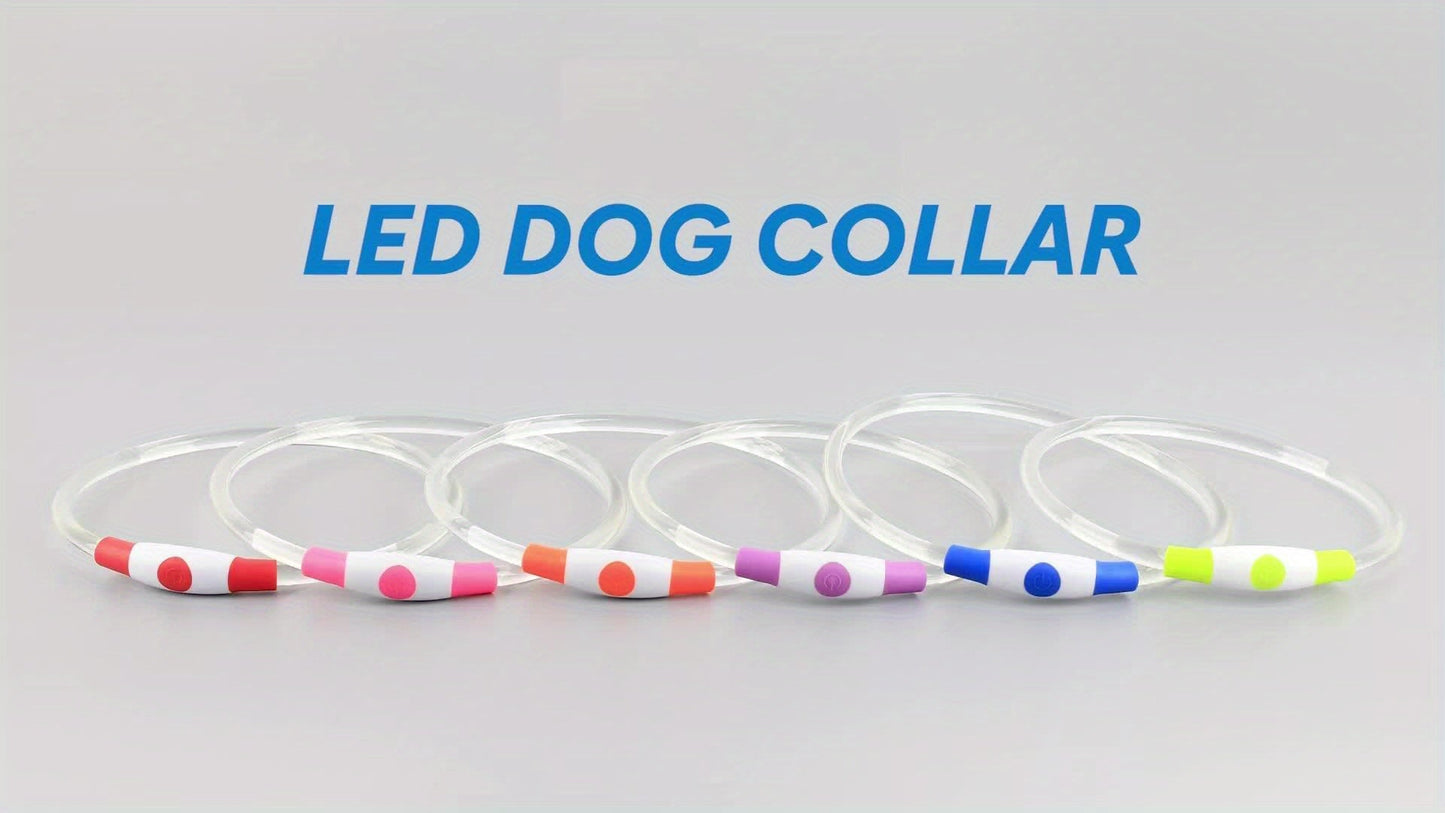 USB Rechargeable LED Dog Collar – Light Up 360° Glow Safety Collar with 3 Modes, Adjustable TPU Cuttable Collar for Small Medium Large Dogs, Night Walking Running & Hunting