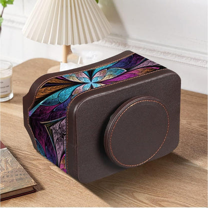 360° Swivel Remote Control Holder – 5-Compartment PU Leather Desk Organizer for TV Remotes, Phones, Eyeglasses, Pens & Office Accessories, Rotating Desktop Storage Caddy