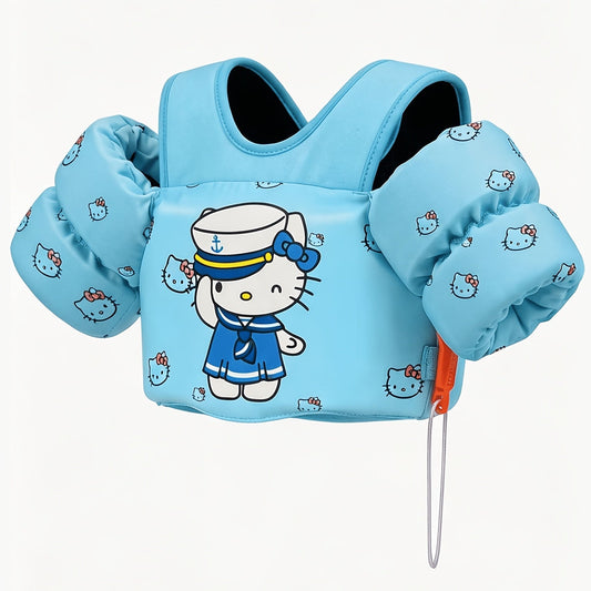 Kids Toddler Swim Vest with Arm Floaties Adjustable Straps Nylon Cute Cartoon Design 20-66 lbs Ages 2-9 Years Swimming Aid for Pool Beach Lake Boys Girls Beginner Swim Trainer Float Jacket