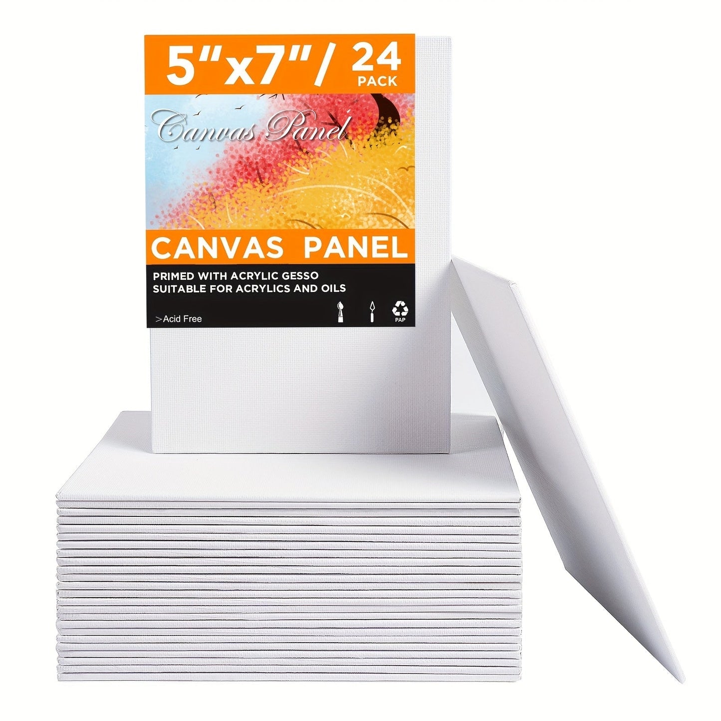 Canvas Boards 5x7 Inch 12 & 24 Pack – Primed Acid-Free Blank Art Panels Ready to Paint with Acrylic, Oil & Watercolor, Heavyweight Cotton, for Artists & Beginners