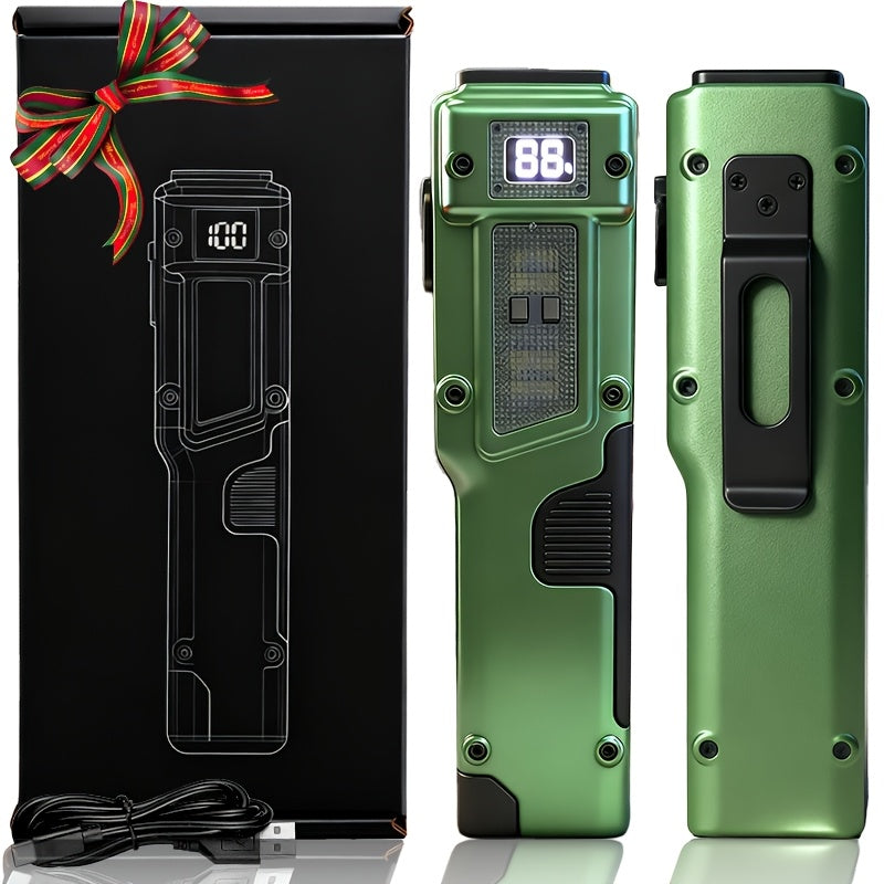 Rechargeable EDC Flat Flashlight 3000 Lumens – Tactical LED UV Flashlight 8 Modes 100M Range, Aluminum Body Digital Display, USB Rechargeable 18650 Battery, Camping Hiking Emergency Gift for Men