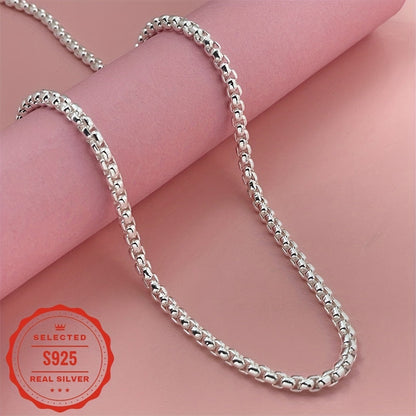 925 Sterling Silver Box Chain Necklace – Lobster Clasp, 20 22 24 Inch, Elegant Pendant Chain for Women & Men, Tarnish-Resistant Silver Necklace for Parties, Gifts & Everyday Wear