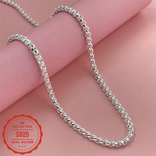 925 Sterling Silver Box Chain Necklace – Lobster Clasp, 20 22 24 Inch, Elegant Pendant Chain for Women & Men, Tarnish-Resistant Silver Necklace for Parties, Gifts & Everyday Wear