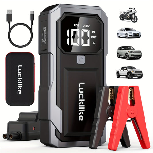 5000A Portable Car Jump Starter & 12V Battery Charger – 3000A Peak, QC3.0 Quick Charge, Intelligent Jumper Cables, LED Light & Power Bank for Gas & Diesel Engines Up to 8.0L