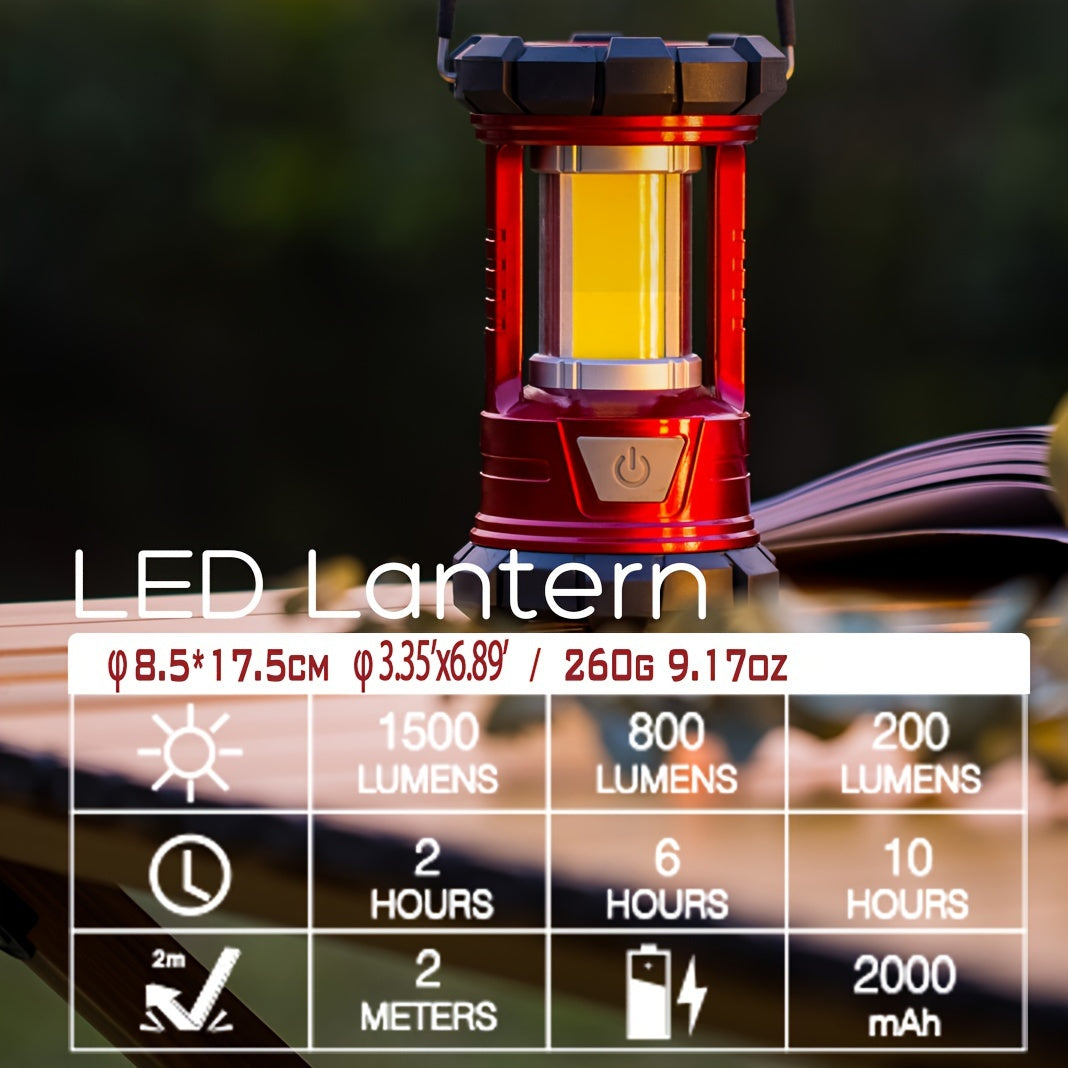 2 Pack Rechargeable Camping Lantern 1500LM LED with Phone Charger, 3 Light Modes, Portable Hurricane Emergency Lantern for Camping, Hiking, Power Outage, Outdoor Survival