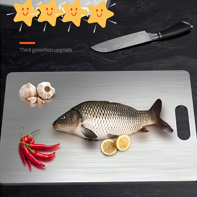 Stainless Steel Cutting Board Set of 3 Premium BPA-Free Rust-Resistant Easy to Clean Space-Saving Kitchen Chopping Boards for Meat Vegetables Fruit Food Prep
