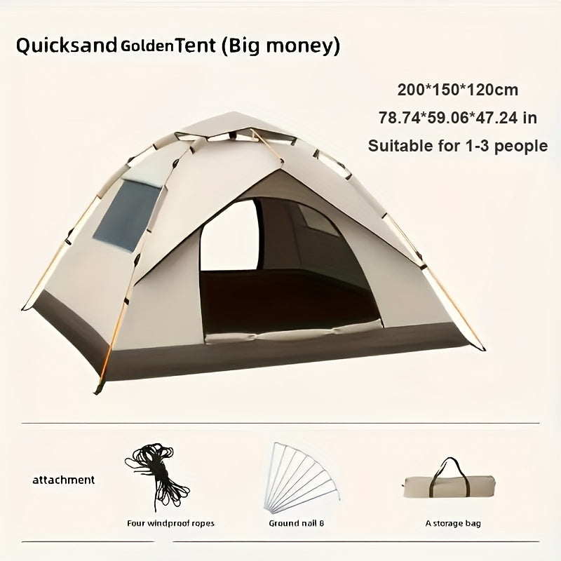 SKYNEST Automatic Instant Setup Camping Tent 1-3 and 3-4 Person All-Season Windproof Lightweight Tent Dual Doors Mesh Windows for Camping Hiking Hunting Travel Outdoor Shelter Green Beige