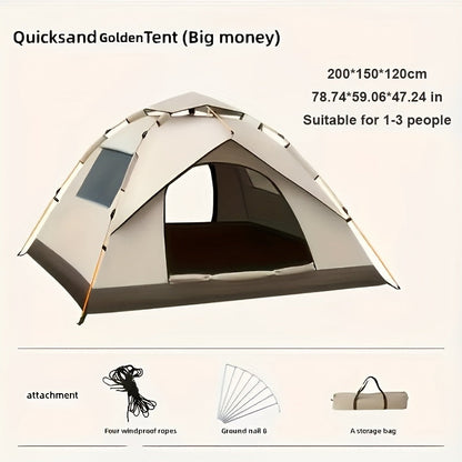 SKYNEST Automatic Instant Setup Camping Tent 1-3 and 3-4 Person All-Season Windproof Lightweight Tent Dual Doors Mesh Windows for Camping Hiking Hunting Travel Outdoor Shelter Green Beige