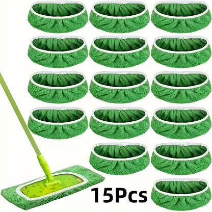 15-Pack Reusable Microfiber Mop Pads Compatible with Swiffer Sweeper – Dry Sweeping & Wet Mopping Cloths for Floor Cleaning, Washable & Reusable Replacement Pads 9.84–11.02 Inch (Mop Not Included)
