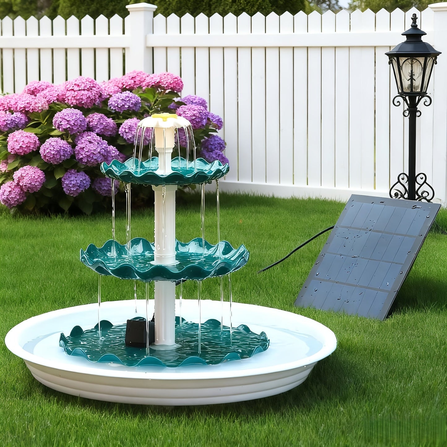 3-Layer Solar Bird Bath Fountain 3.5W – Outdoor Garden Courtyard Decor Solar Powered Fountain Pump, No Wiring Needed, Dark Green Light Blue or Fountain-Only, Single & Three Tier Options