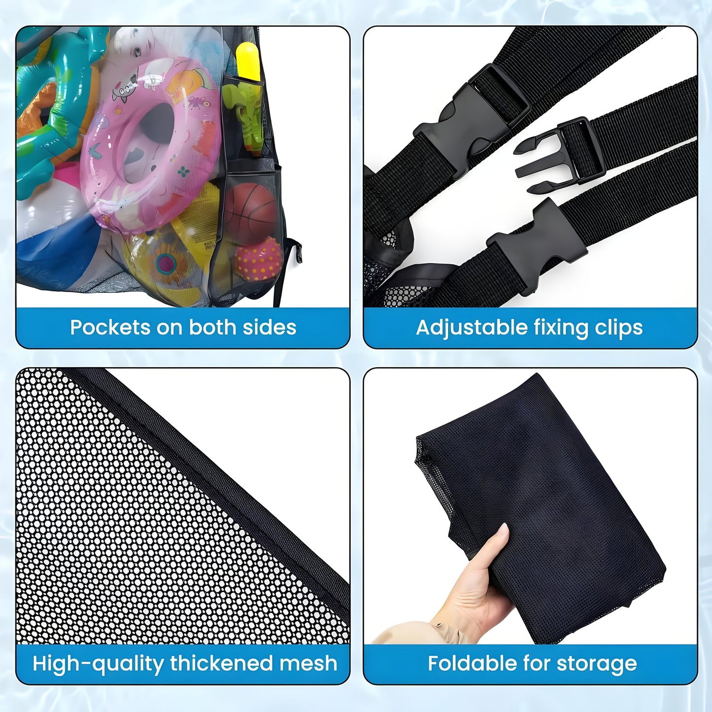 Large Mesh Drawstring Pool Storage Bag 60 Inch – Heavy Duty Net Organizer for Inflatable Pool Floats, Swim Rings, Beach Toys & Swimming Pool Accessories, Waterproof Breathable Carry Bag