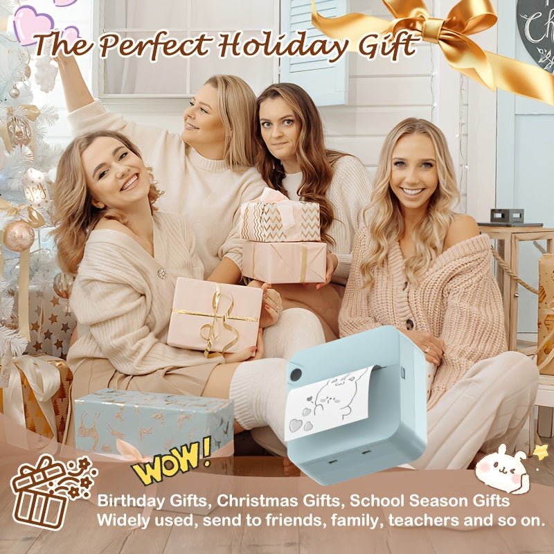 Mini Wireless Thermal Sticker Printer – Inkless Portable Bluetooth Pocket Printer for Photos, Diaries, Notes & Memos, Includes 1 Roll Thermal Paper, Smart Receipt & Label Maker