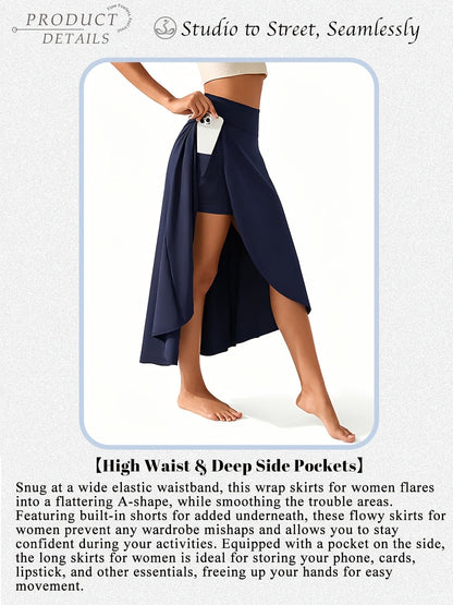 Women's 2-in-1 High Waist Skort with Inner Shorts & Pockets – Lightweight Stretchy Activewear Tennis Skirt for Sports Gym Workout Casual Wear, XS-XXL, Multiple Colors