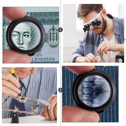 Head-Mounted Magnifying Glass with LED Light Hands-Free 8X 15X 23X Foldable Dual Head – Wearable Magnifier for Jewelry Making, Electronics Repair, Crafts, Reading & Precision Work