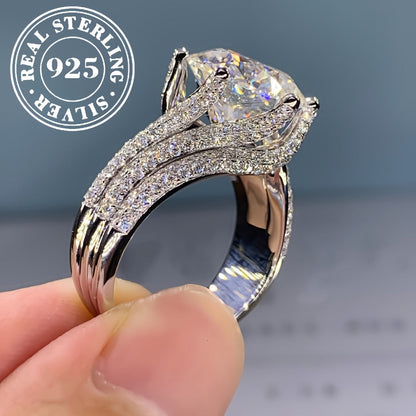 925 Silver Six-Prong Moissanite Engagement Ring – Classic Luxury Solitaire, Brilliant Diamond Alternative for Engagement, Anniversary & Gift for Her, Elegant & Sexy Design