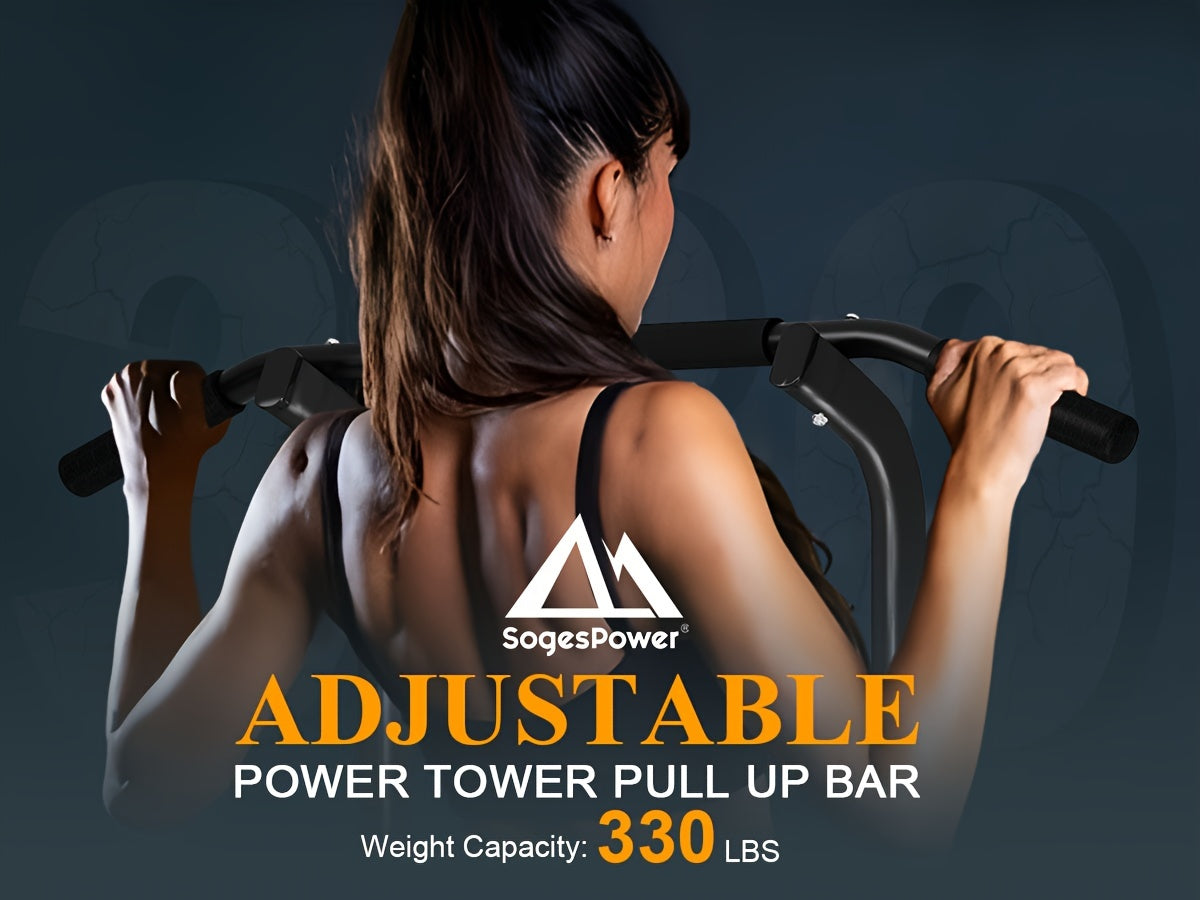 Power Tower Dip Station with Pull-Up Bar 10 Adjustable Heights 330 lbs Capacity Full-Body Strength Training for Home Gym – Pink Black Red Yellow Blue Orange Green