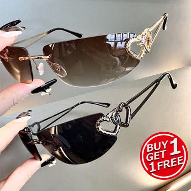 2 Pairs Y2K Retro Rimless Mercury Tinted Sunglasses for Couples – Aesthetic Gradient Lens Matching Glasses for Daily Wear, Photoshoots, Festivals & Gifting in 6 Color Combos