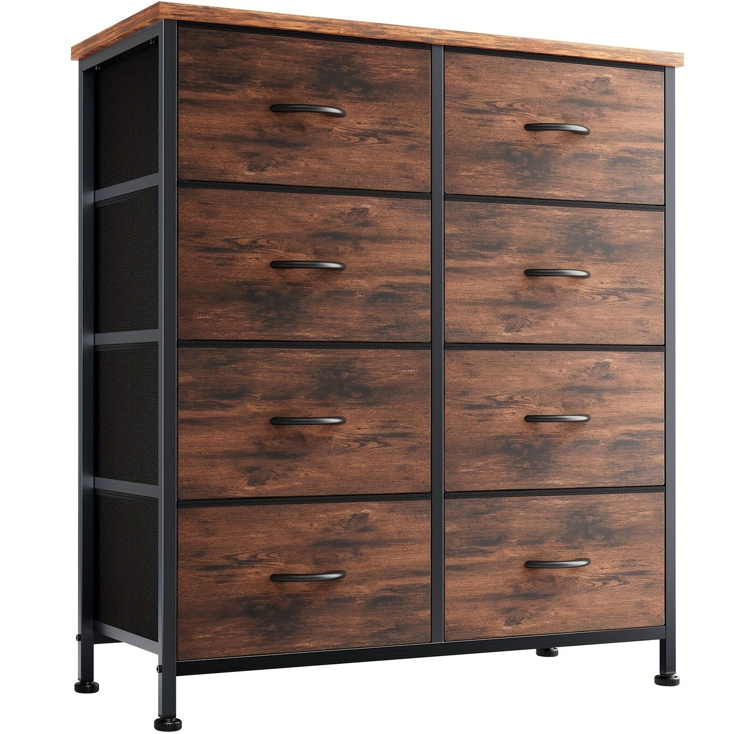 Drawer Cabinet with Metal Frame & Hardwood Top – Home Office Storage Organizer, 2 to 10 Drawers, Assembly Required – White, Grey, Black, Rustic Brown – Bedroom, Living Room & Office Filing Cabinet