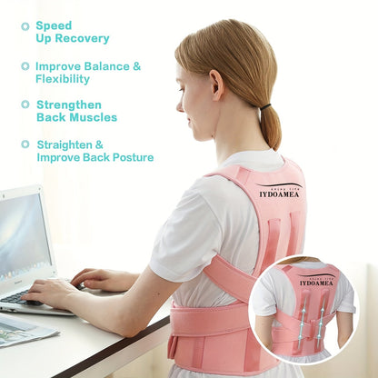 Posture Corrector Back Brace for Women & Men – Adjustable Breathable Shoulder Lumbar Support Straightener Belt for Upper & Lower Back Pain Relief, Waist 25–29 Inch