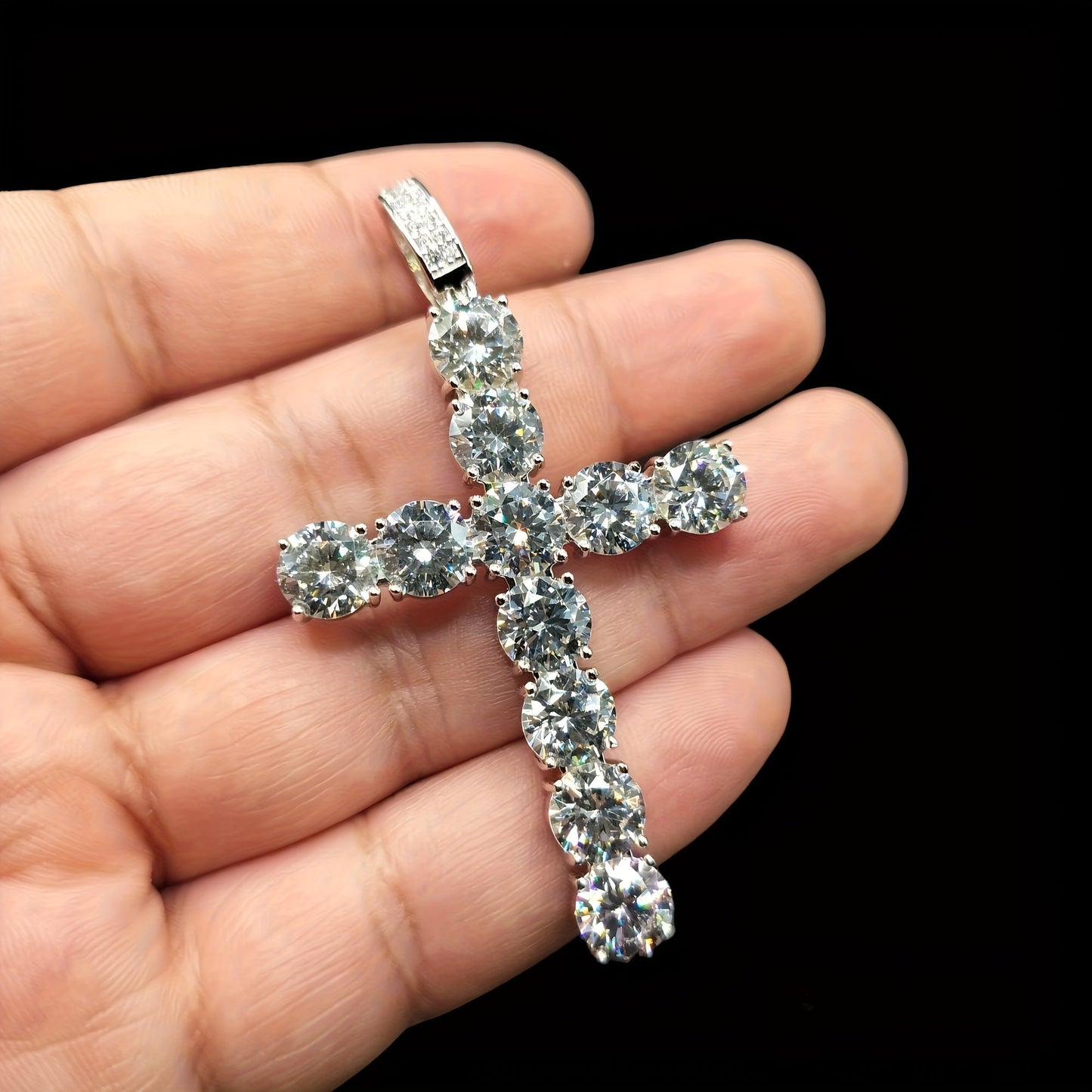 925 Sterling Silver Platinum-Plated Cross Pendant Necklace for Men – Hypoallergenic Hip Hop Luxury Style, Perfect Gift for Him, Banquets, Parties & Special Occasions