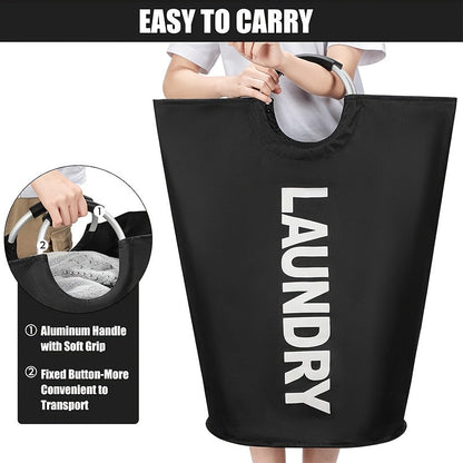 2PCS Large Foldable Laundry Basket with Half Ring Handle – 25.1 Gal Collapsible Clothes Hamper for Bedroom, Bathroom, Dorm & Laundry Room, Space-Saving Home Organizer