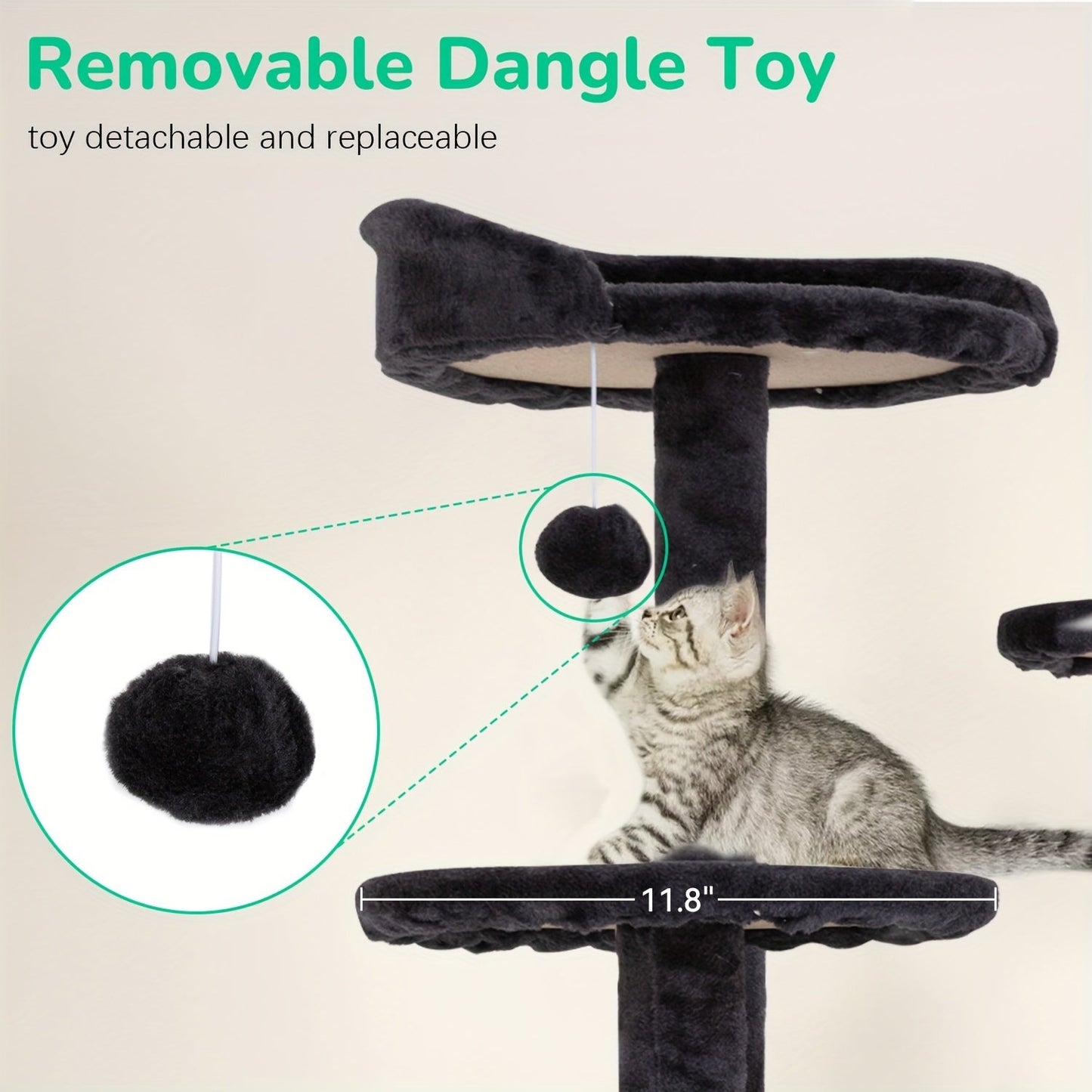 Multi-Level Cat Tree Tower with Scratching Post, Perches & Plush Apartments – Space-Saving Indoor Cat Climbing Frame & Activity Center, Heights 36–80 Inch, 6 Colors
