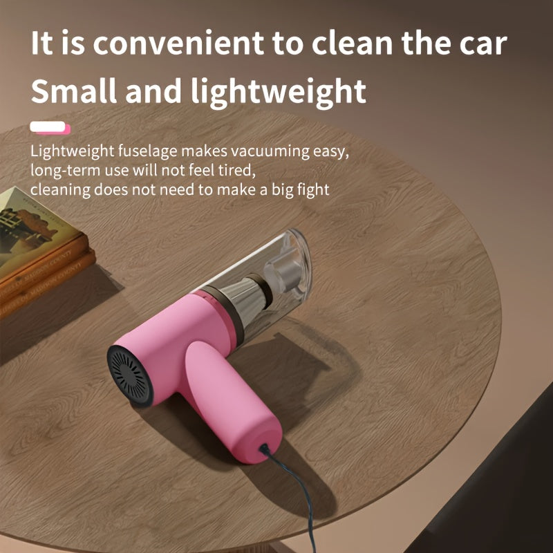 12V Handheld Car Vacuum Cleaner, Powerful Wired Portable Car Vacuum for Pet Hair & Dust Removal, Silent Motor, Accessories Kit Included, Compact Design for Car Interior Cleaning – Pink
