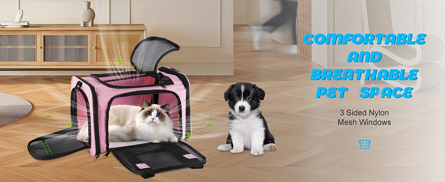 Airline Approved Pet Carrier Soft Sided – TSA Approved Collapsible Travel Bag for Small Dogs, Cats & Kittens Under 15 lbs, Fits Under Airplane Seat