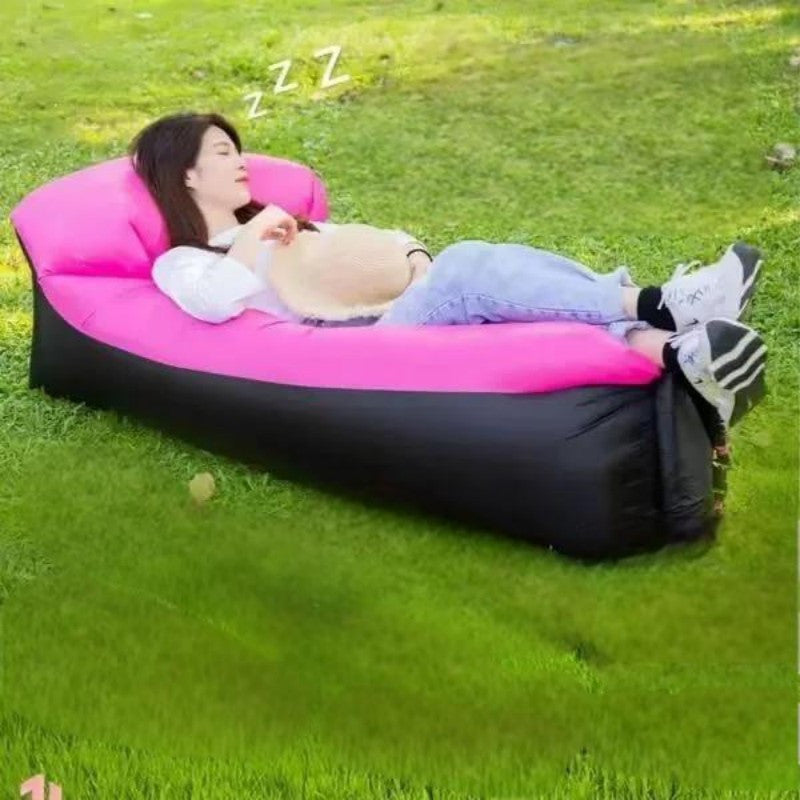 Portable Inflatable Sofa & Recliner Chair for Outdoor Use – Heavy-Duty Bed-Like Lounger, Quick Inflation & Deflation, Lightweight & Compact for Camping, Beach, Backyard & Travel, No Pump Needed