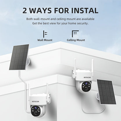 3MP Solar Security Camera Outdoor Wireless – 360° View, Smart Siren, Spotlight, AI Human Detection & Tracking, Color Night Vision, Two-Way Talk, Weatherproof, Wall Mount, Motion Sensor WiFi CCTV