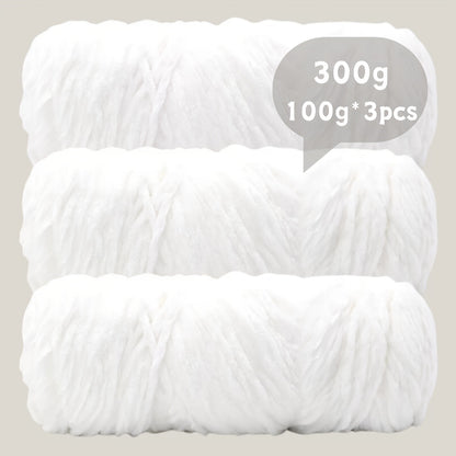 Velvet Chenille Yarn 3-Pack 300g (100g x3) Soft Bulky Knitting Crochet Yarn 47 Colors Beginner Friendly Luxury Handcraft for Sweaters Scarves Hats Dolls Bags Amigurumi DIY Projects