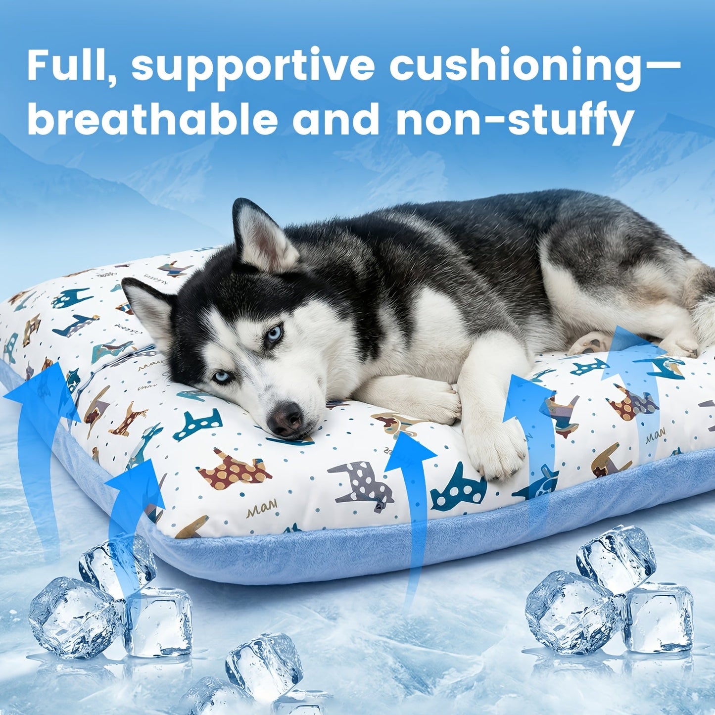 Washable Dog Bed Mat – Breathable Summer Pet Mattress with Removable Cover & Non-Slip Bottom, Cute Animal Patterns, All-Season Crate Pad for Small Medium Large Dogs & Indoor Cats